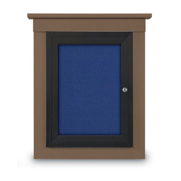 72"x36" 3-Door Enclosed Letterboard, Header, Green Felt/Walnut